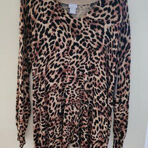 Lynx Print Soft Tunic with 5% Cashmere Sweater